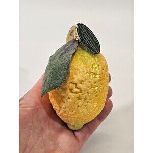 KSD VINTAGE Christborn Marshall Field's Blown Glass Sparkly Lemon Ornament NEW